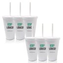 Ver imagem 2 de 6 Copos com Tampa e Canudo Branco Eco Logico