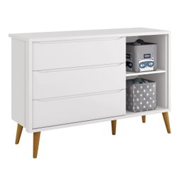 Cômoda Sapateira Théo New Branco Fosco com Madeira - Reller - 5