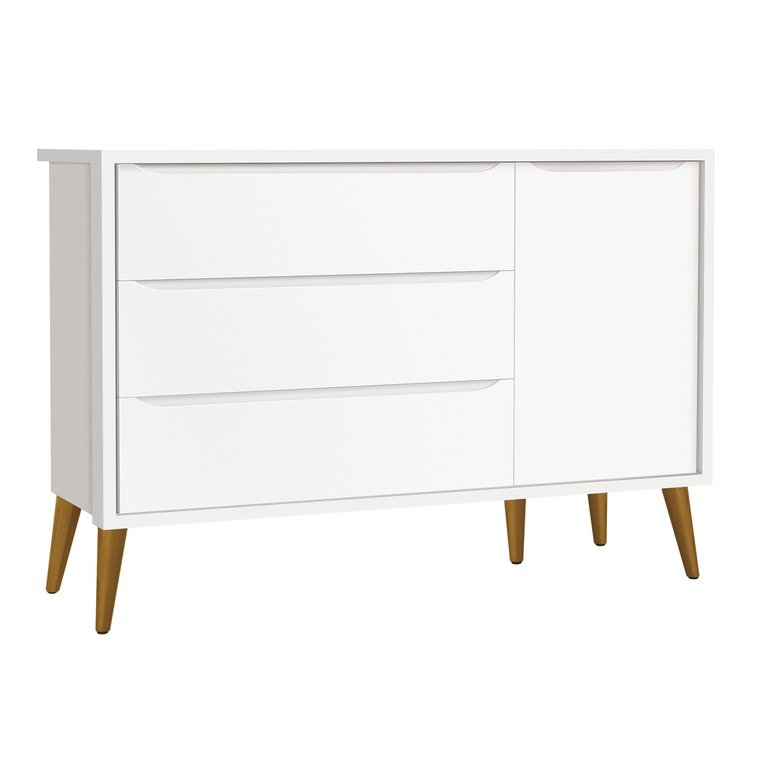 Cômoda Sapateira Théo New Branco Fosco com Madeira - Reller