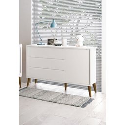 Cômoda Sapateira Théo New Branco Fosco com Madeira - Reller - 2