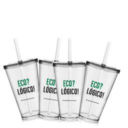Kit 4 Copos com Tampa e Canudo Eco Eco-Logico - 2