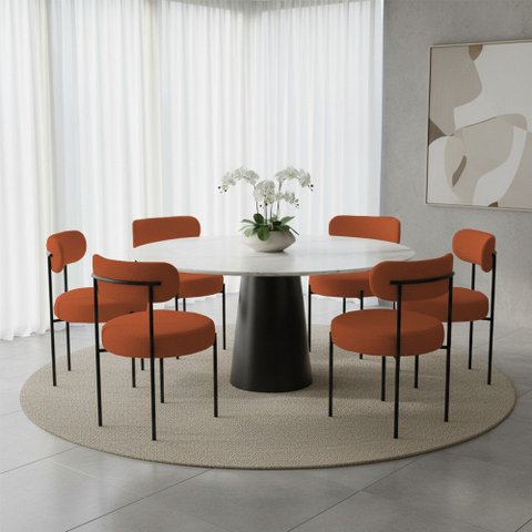 Cadeira Sala de Jantar Margara Kit 6 em Aço Preto Bouclê D03 - D'Rossi