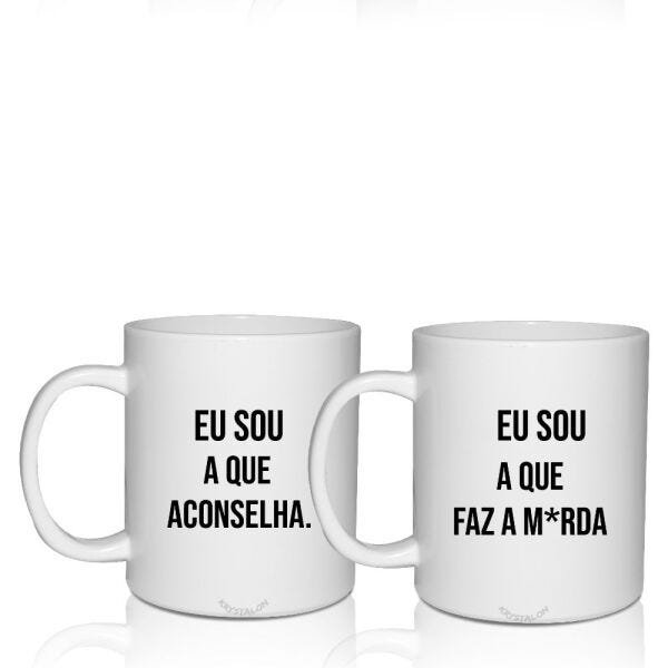 Kit 2 Canecas Brancas Personalizadas Criativas Amigas - 1