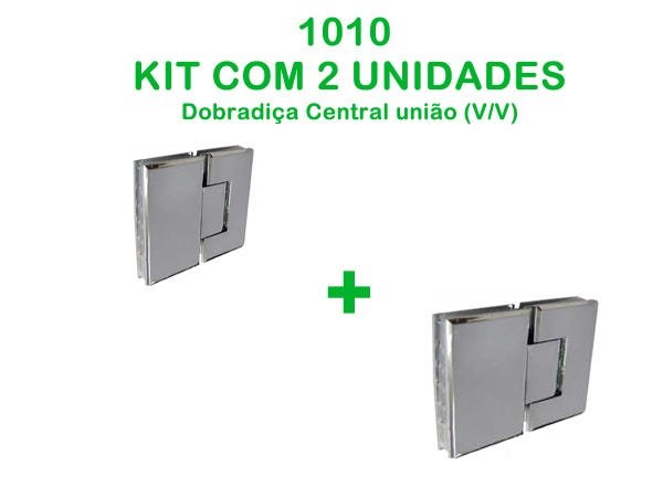Kit com 2 unidades de dobradiças 1010 para união vidro e vidro central