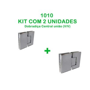 Kit com 2 unidades de dobradiças 1010 para união vidro e vidro central