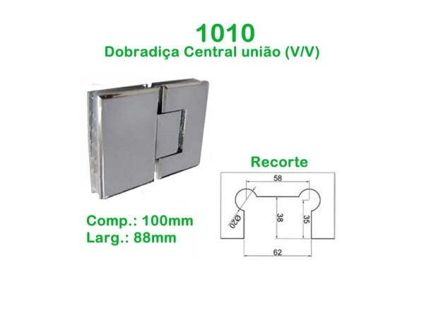 Dobradiça central união vidro/vidro para porta e box de banheiro 1 unidade - 2