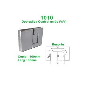 Dobradiça central união vidro/vidro para porta e box de banheiro 1 unidade