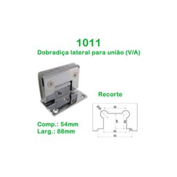 1011- Dobradiça lateral para união de vidro alvenária - 1 unidade - 2