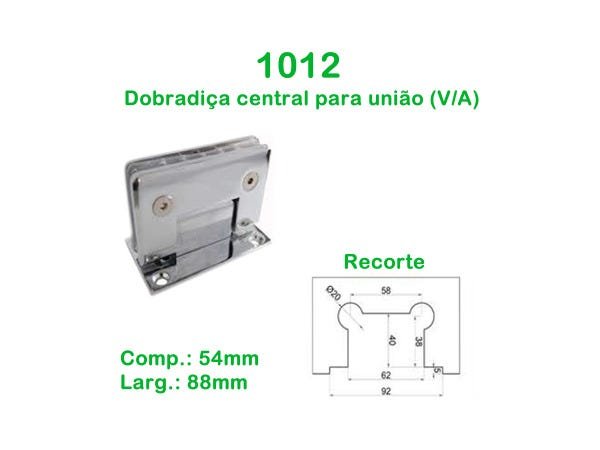 1012- Dobradiça Central para União de Vidro Alvenária - 1 Unidade - 1