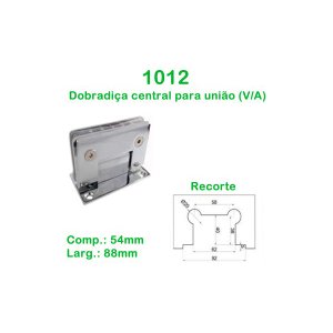 1012- Dobradiça Central para União de Vidro Alvenária - 1 Unidade
