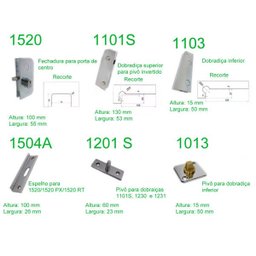 Kit ferragens para porta pivotante de vidro Blindex - Tradicional - 3