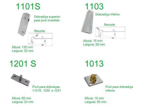 Kit dobradiças para porta pivotante de vidro temperado blindex - opção mola - 2