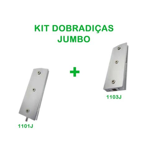 Kit com dobradiças jumbo para porta de vidro pivotante