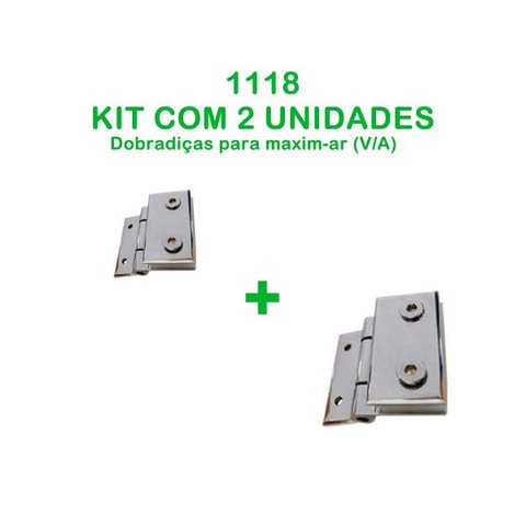 Kit com 2 un 1118 - Dobradiça maxim-ar para vidro alvenaria