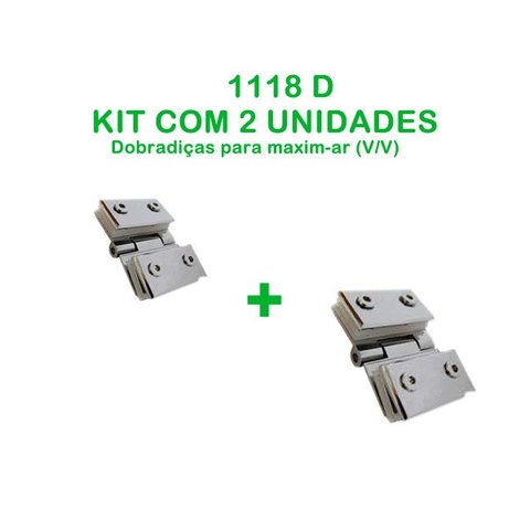Kit com duas 2 unidades de dobradiças 1118 D vidro e vidro