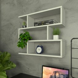 Nicho Zig P15cm Minimalista Branco Mdf Organizador Escritório Quarto Sala - Rufatto Decorações - 3