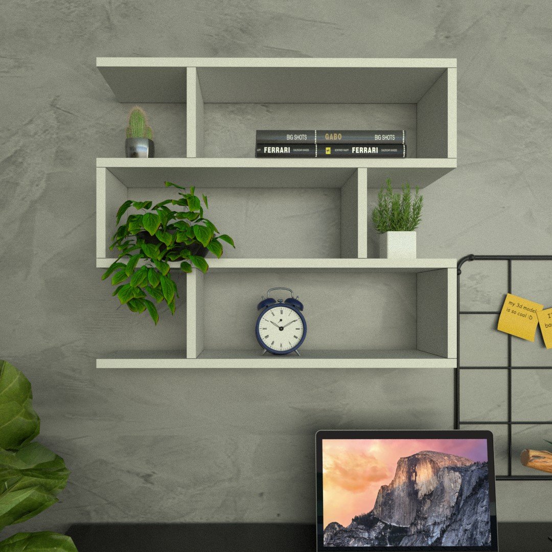 Nicho Zig P15cm Minimalista Branco Mdf Organizador Escritório Quarto Sala - Rufatto Decorações