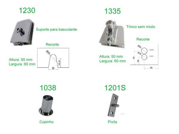 Kit pivotante para janela de vidro temperado blindex - 3