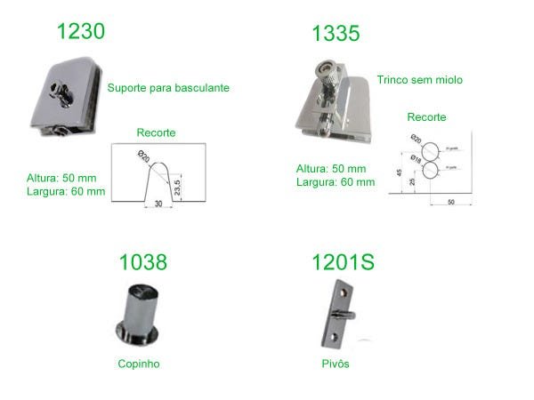 Kit pivotante para janela de vidro temperado blindex - 2