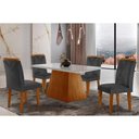 Ver imagem 1 de Conjunto: Mesa Sala Jantar Luna Tampo Madeirado C/ Vidro Canto Reto 120x80 e 4 Cadeiras Amsterdã