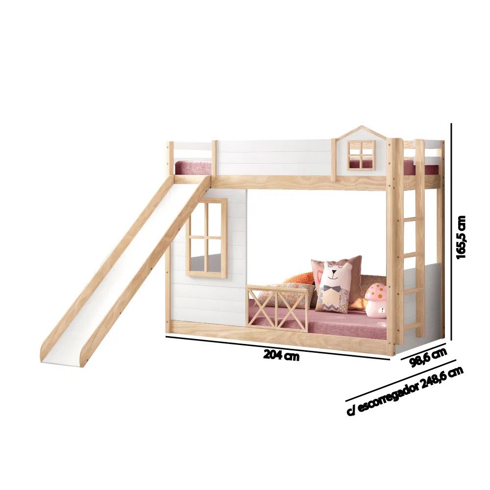 Beliche Montessoriana Garden C/Escorregador Natural/Branco – Casatema - 2