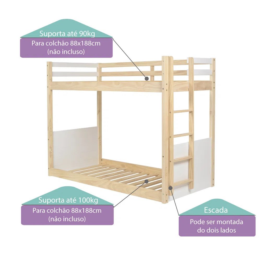 Beliche Montessoriana Garden C/Escorregador Natural/Branco – Casatema - 6