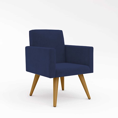 KIT 4 Cadeiras Escritório Poltrona Decorativa Black Friday Cor:Azul Marinho - 2