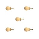 Ver imagem 1 de Kit 5 Puxadores de Madeira Redondos p/ Móveis Gavetas Armários Modelo Bola