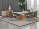 Ver imagem 1 de Sala de Jantar 6 Cadeiras Maciça 1,80x90 Ilhéus Arbo Design- Cinamomo Linho Chumbo