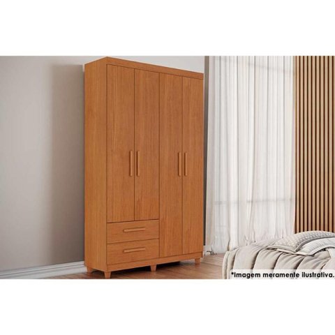Guarda Roupa 4 Portas e 4 Gavetas C- Pés Canadá Plus Cinamomo - Conquista
