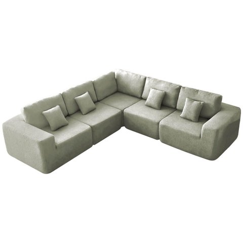 Kit Sofá Modular 5 Lugares Moderno Curvo Orgânico Adapt Bouclé