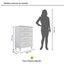Ver imagem 4 de Cômoda 4 Gavetas Puxador em MDF e Pés Reguláveis Lisboa