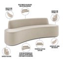 Ver imagem 3 de Sofá 3 Lugares Curvo Sala de Estar Living Cancún D02 Veludo Bege 180 cm C-309 - Lyam Decor