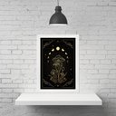Ver imagem 2 de Quadro Decorativo Cogumelos Fases da Lua 33x24cm - com Vidro:madeira Branca