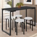 Ver imagem 2 de Mesa de Cozinha Bistrô Porto Preto 120cm com 4 Banquetas Industriais Maviê Branco/Preto - Mpozenato