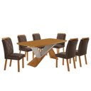 Ver imagem 2 de Mesa de Jantar Yasmin 180 Tampo Mdf Laminado Canto Copo e 6 Cadeiras Melissa