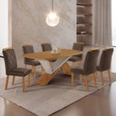 Ver imagem 1 de Mesa de Jantar Yasmin 180 Tampo Mdf Laminado Canto Copo e 6 Cadeiras Melissa