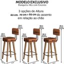 Ver imagem 3 de Conjunto 4 Banquetas Decorativo para Bancada com Encosto Balcão Cozinha Confortável Pés Palito