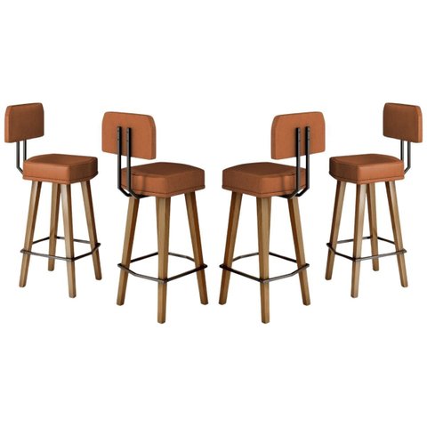 Conjunto 4 Banquetas Decorativo para Bancada com Encosto Balcão Cozinha Confortável Pés Palito