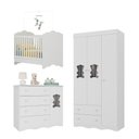 Ver imagem 3 de Conjunto de Quarto Berço 3 em 1 Guarda Roupa 3 Portas Cômoda 4 Gavetas MP4843 MDP-MDF Branco