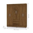 Ver imagem 4 de Guarda Roupa Casal Toro 6 Portas de Bater 2 Gavetas MDP Imbuia Mobiliart