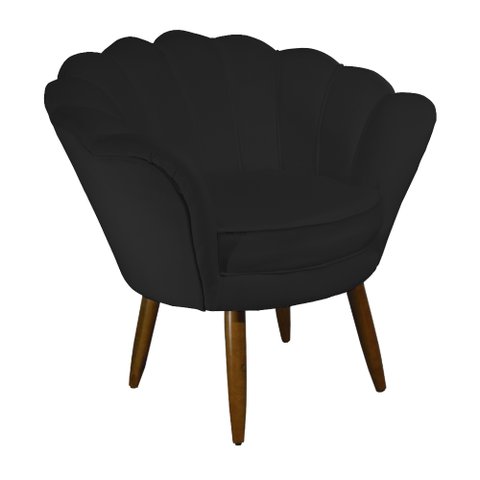 Poltrona Decorativa Pétala Pés Palito Suede Preto - Ds Estofados