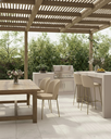 Ver imagem 3 de Conjunto de 2 Cadeira e 2 Banqueta Ayla Sala Jantar Base Gold Linho Bege - Montanaris Decor