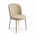 Ver imagem 2 de Conjunto de 2 Cadeira e 2 Banqueta Ayla Sala Jantar Base Gold Linho Bege - Montanaris Decor