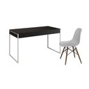 Ver imagem 6 de Mesa De Escritório Industrial Preta 137X53Cm Base Ferro Branco Com 1 Cadeira Branca Cor: Preto