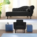 Ver imagem 1 de Kit Diva Recamier Juliana 140cm Lado Esquerdo e 01 Poltrona Classic Suede Preto - Amarena Móveis