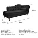 Ver imagem 5 de Kit Diva Recamier Juliana 140cm Lado Esquerdo e 01 Poltrona Classic Suede Preto - Amarena Móveis