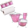 Kit de Pia Com Suporte Condimento Potes Cozinha Rosa 019 - 1