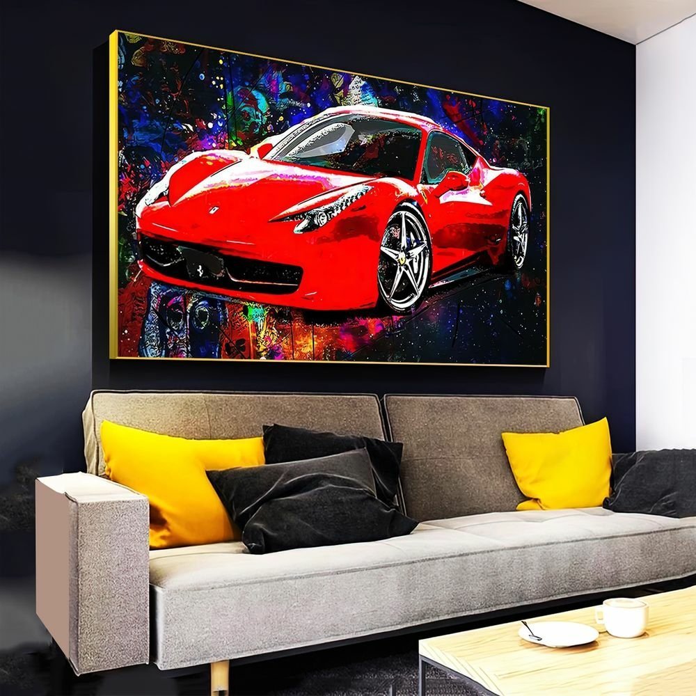 Quadro Ferrari Street Art:120x80 cm/DOURADA