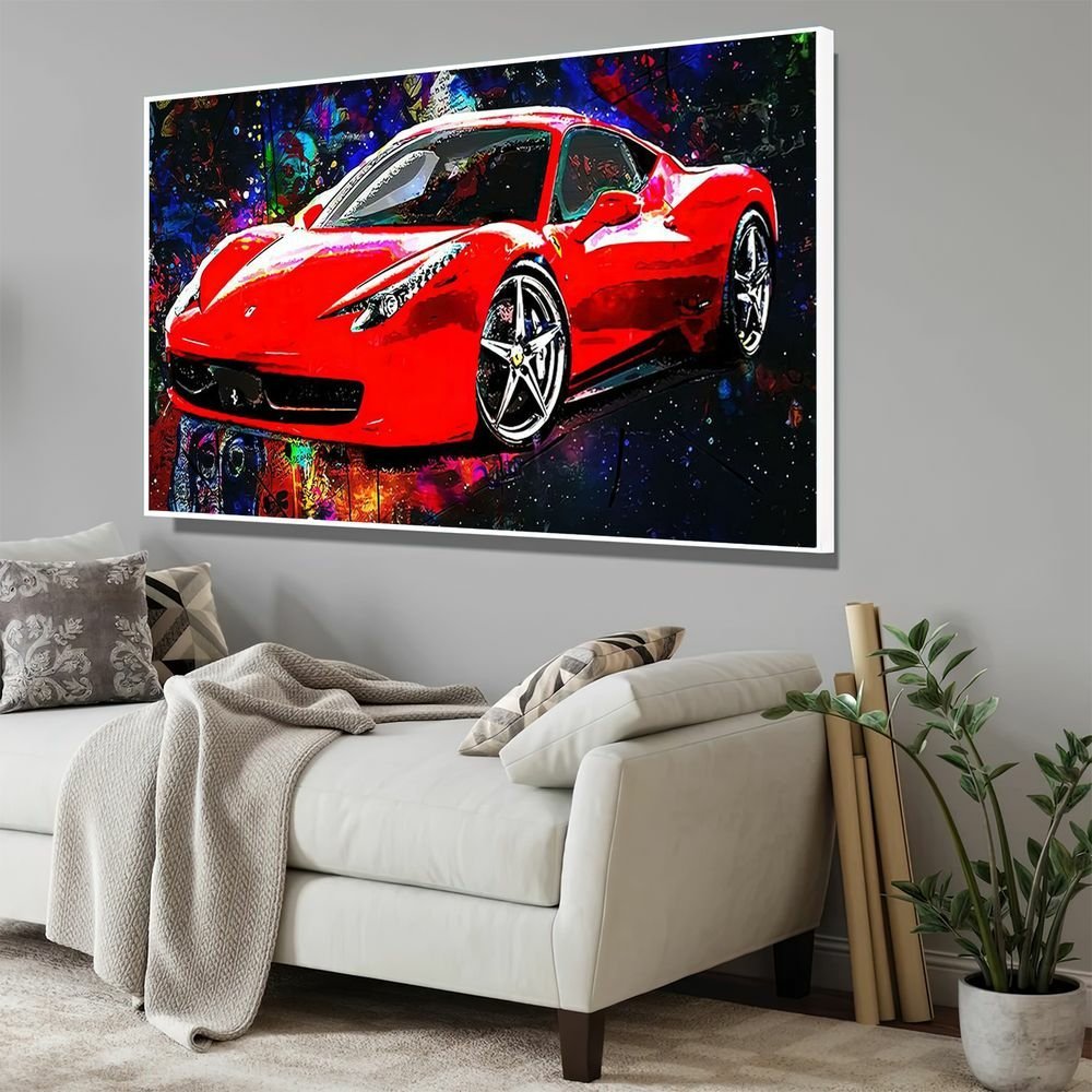 Quadro Ferrari Street Art:120x80 cm/DOURADA